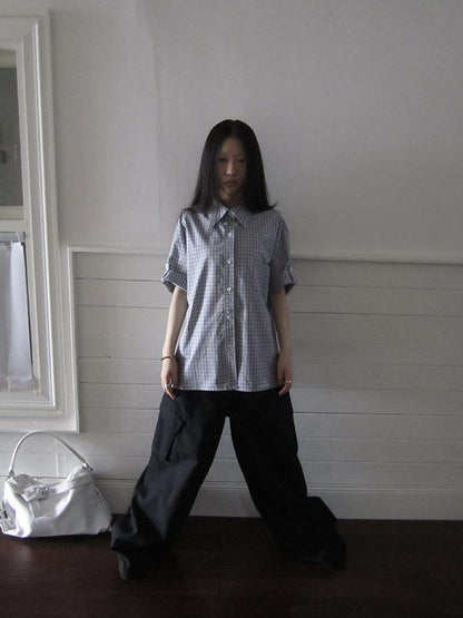 ang project Project 5 6 Summer Casual Plaid Short Sleeve Shirt