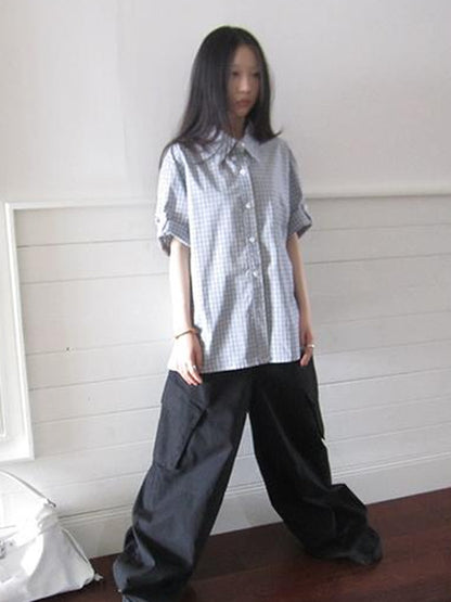 ang project Project 5 6 Summer Casual Plaid Short Sleeve Shirt