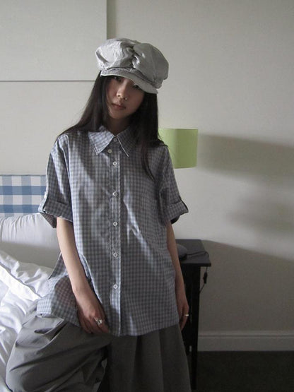 ang project Project 5 6 Summer Casual Plaid Short Sleeve Shirt