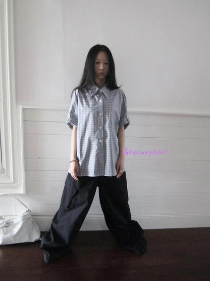 ang project Project 5 6 Summer Casual Plaid Short Sleeve Shirt