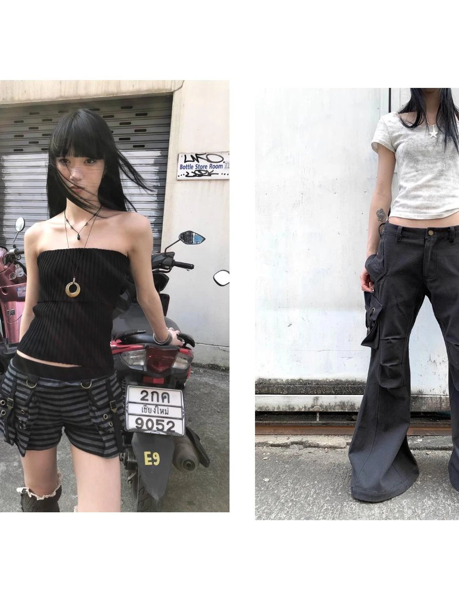 Punk Star Camo Cropped Hoodie Top