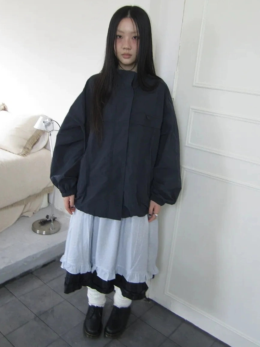 ang project Relaxed Stand Collar Utility Jacket Coat