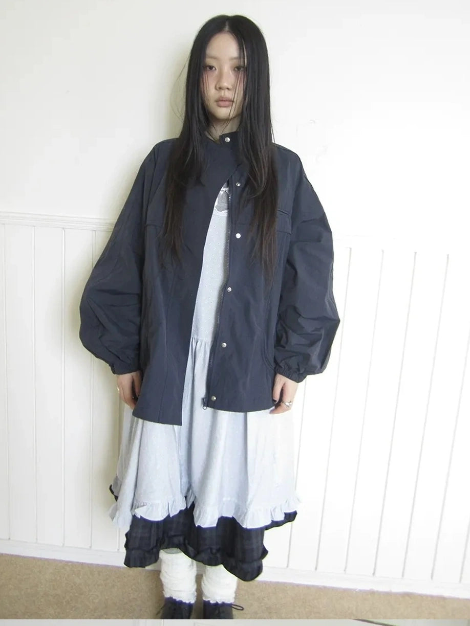 ang project Relaxed Stand Collar Utility Jacket Coat