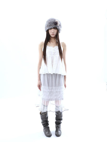 ang project Retro Ballet Pressed Pleated Ruffle Button Cropped Women&