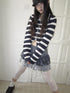 Updateang project Retro Color Block Striped Dual Zip Knit Cardigan