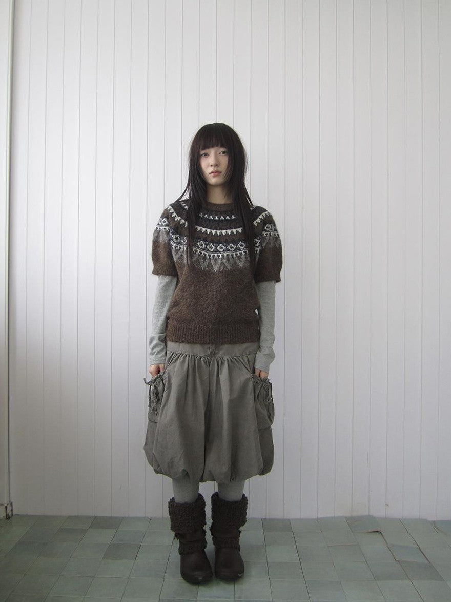 ang project Retro Fair Isle Jacquard Round Neck Knit Women&