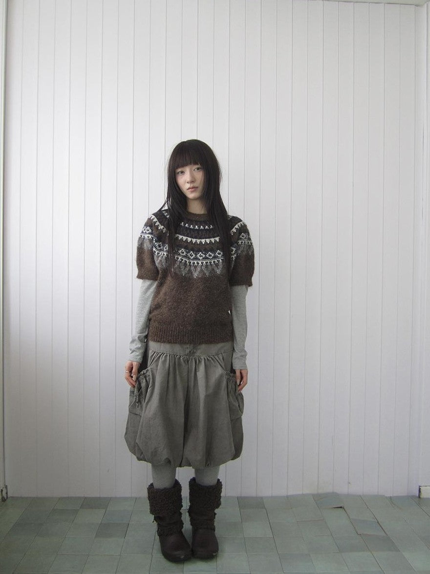 ang project Retro Fair Isle Jacquard Round Neck Knit Women&