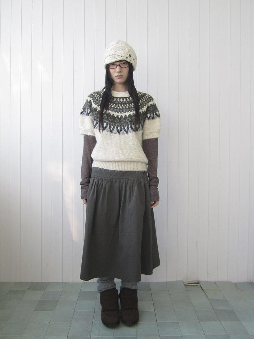 ang project Retro Fair Isle Jacquard Round Neck Knit Women&