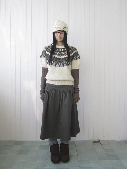 ang project Retro Fair Isle Jacquard Round Neck Knit Women&