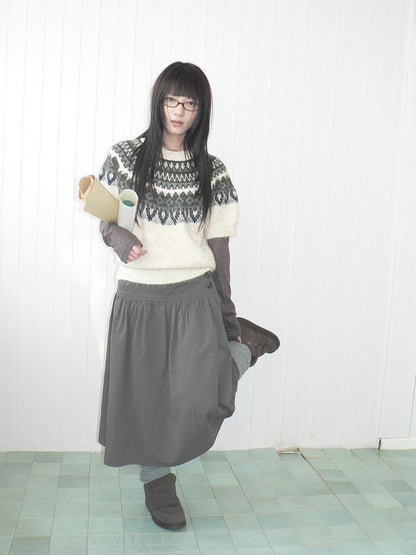 ang project Retro Fair Isle Jacquard Round Neck Knit Women&