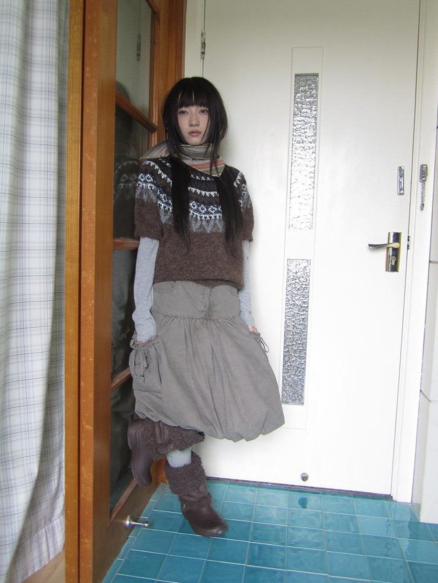 ang project Retro Fair Isle Jacquard Round Neck Knit Women&