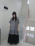 ang project Retro Gingham Collar Split Hem Short Sleeve Shirt
