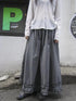 Retro Gray A Line Skirt With Lace Hem And Elastic Waist