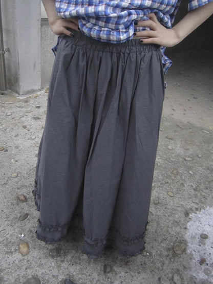 ang project Retro Gray A Line Skirt With Lace Hem And Elastic Waist