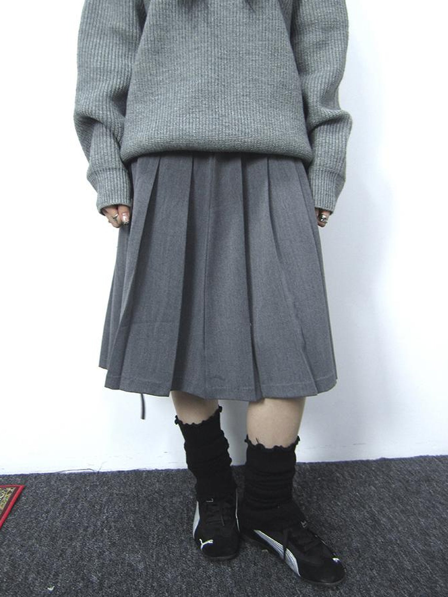 ang project Retro Gray Plaid High Waist Wrap Waist Midi Skirt