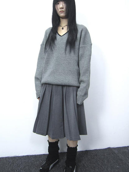 ang project Retro Gray Plaid High Waist Wrap Waist Midi Skirt