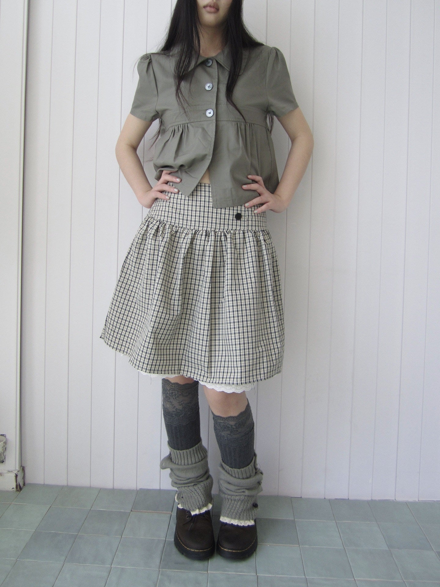 ang_project_Retro_Grey_Plaid_Lace_Splice_High_Waist_Women&