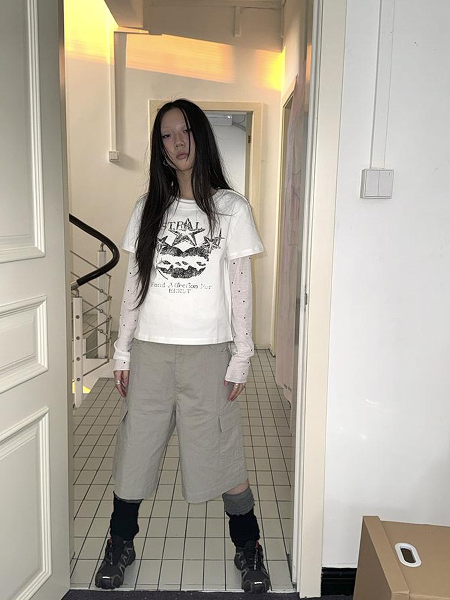 ang project Retro High Waisted Cargo Capri Pants With Oversized Pockets