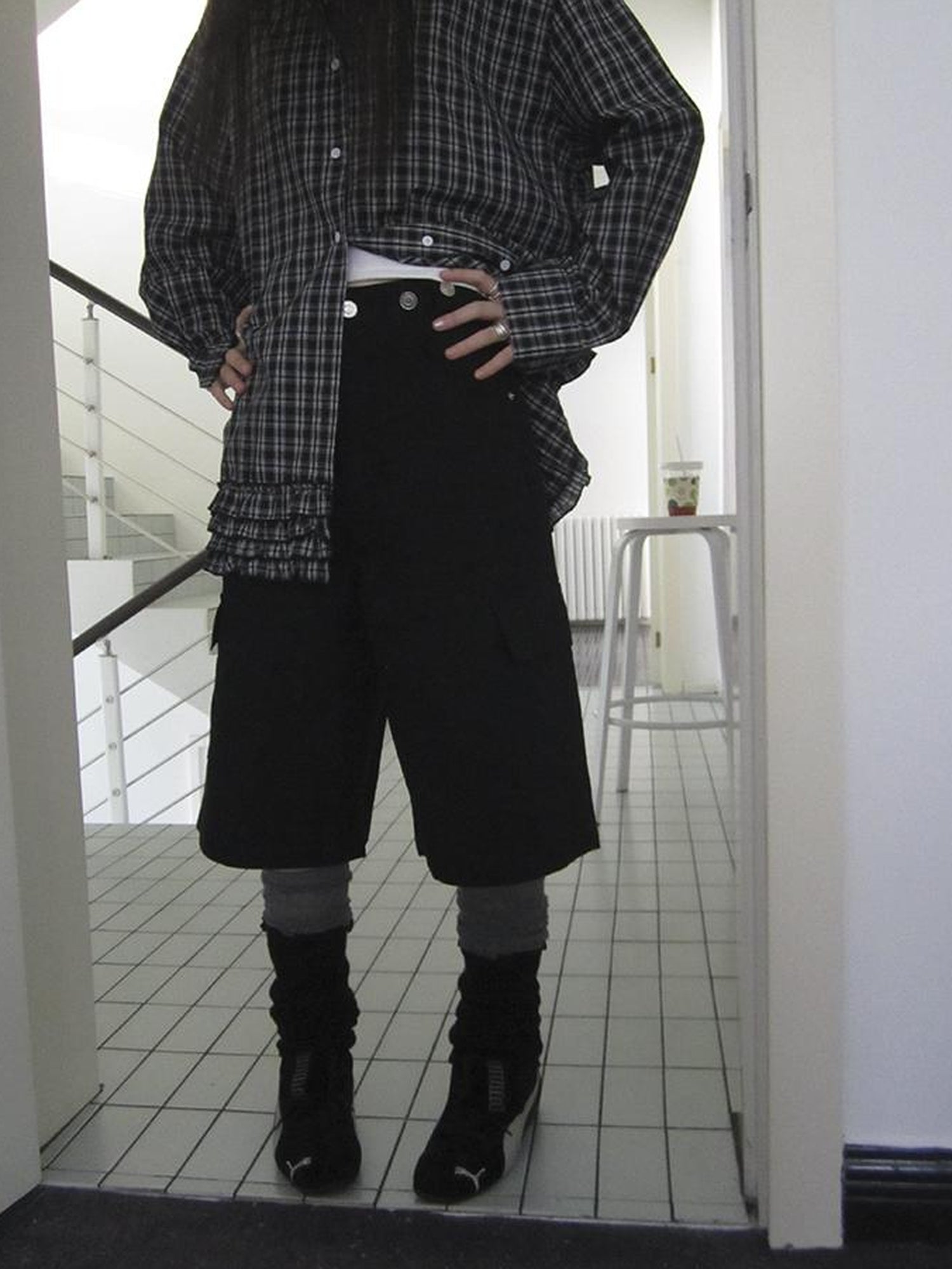 ang project Retro High Waisted Cargo Capri Pants With Oversized Pockets