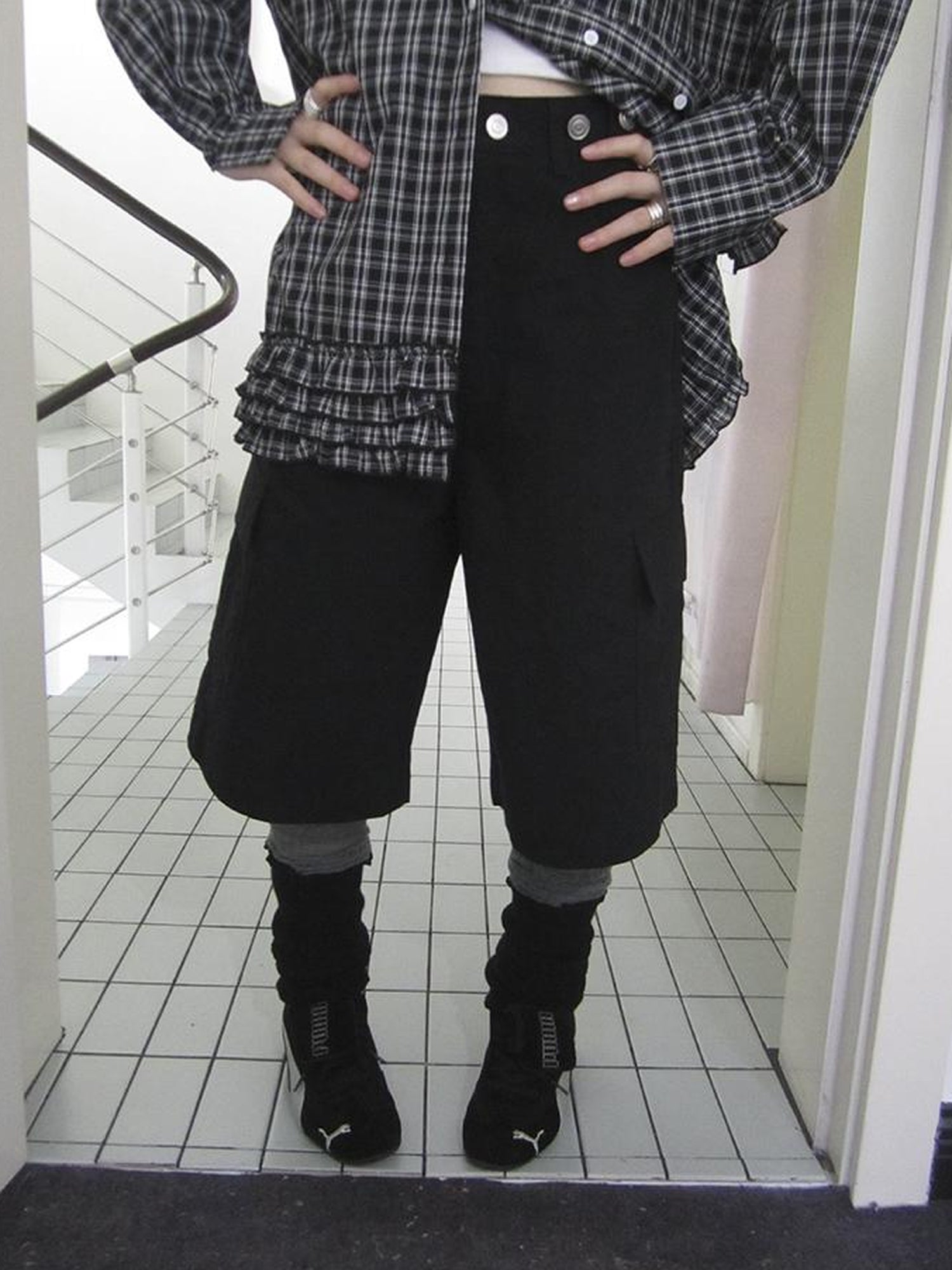 ang project Retro High Waisted Cargo Capri Pants With Oversized Pockets
