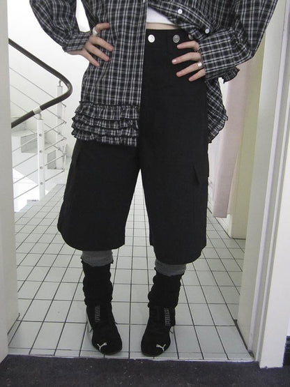ang project Retro High Waisted Cargo Capri Pants With Oversized Pockets