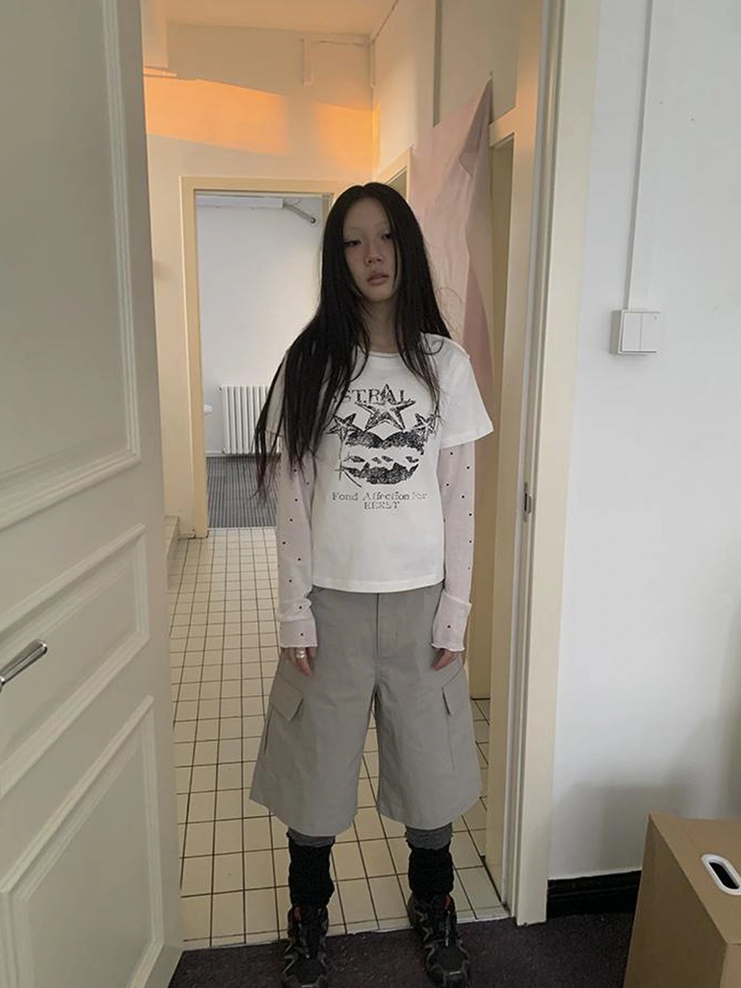 Retro High Waisted Cargo Capri Pants With Oversized Pockets