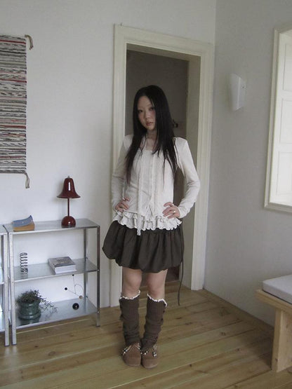 ang project Retro Knit Cardigan Set With Polka Dot Camisole And Scarf