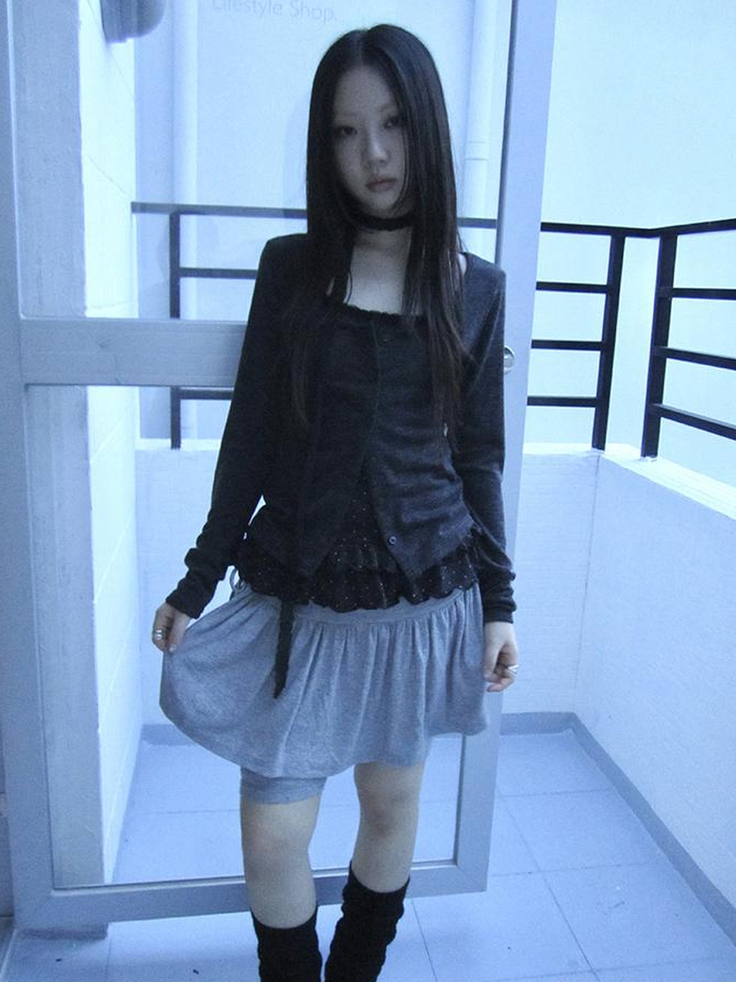 ang project Retro Knit Cardigan Set With Polka Dot Camisole And Scarf