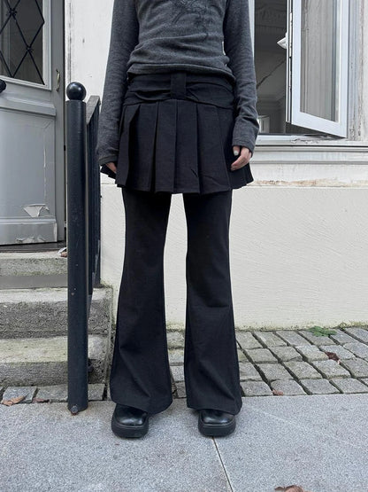 ang project Retro Layered Flared Palazzo Pants With Pleated Detail Pants