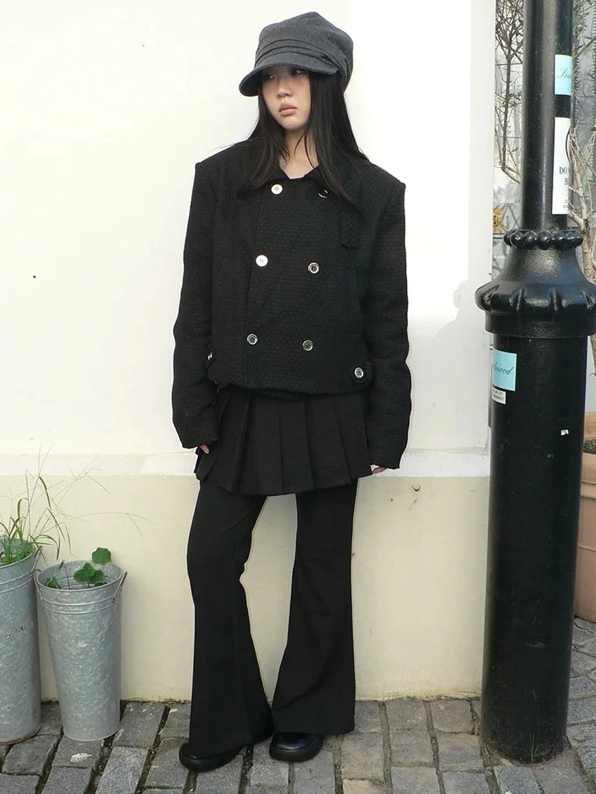 ang project Retro Layered Flared Palazzo Pants With Pleated Detail Pants