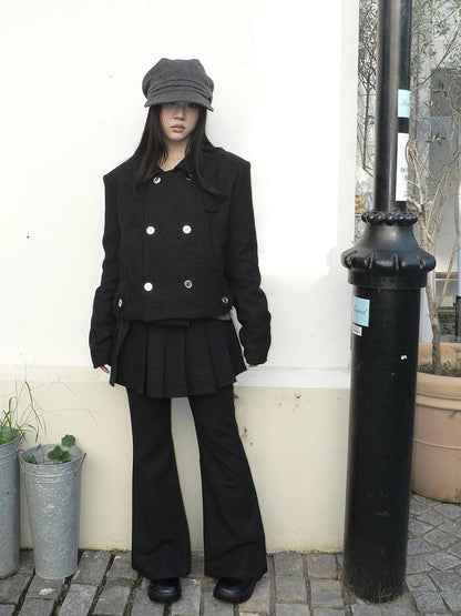 ang project Retro Layered Flared Palazzo Pants With Pleated Detail Pants