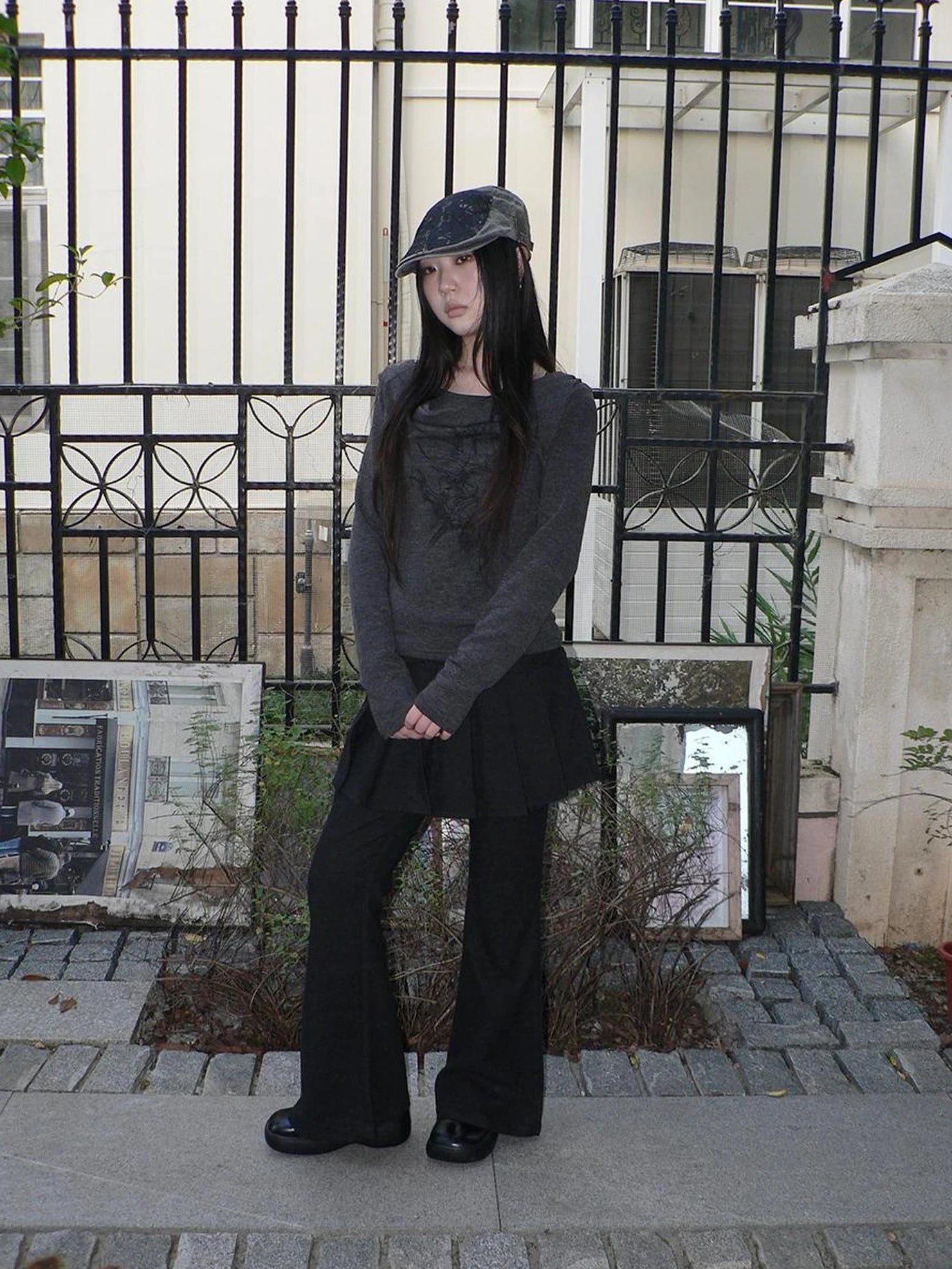 ang project Retro Layered Flared Palazzo Pants With Pleated Detail Pants