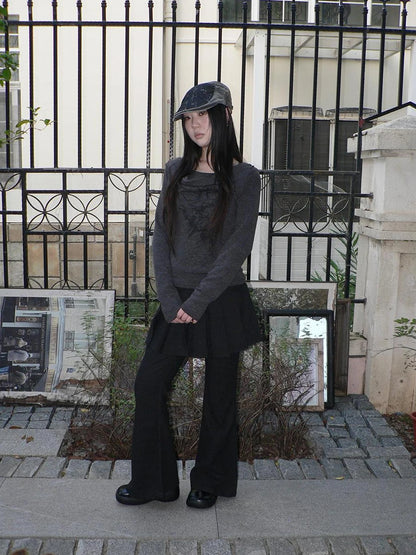 ang project Retro Layered Flared Palazzo Pants With Pleated Detail Pants