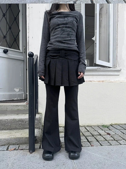 ang project Retro Layered Flared Palazzo Pants With Pleated Detail Pants