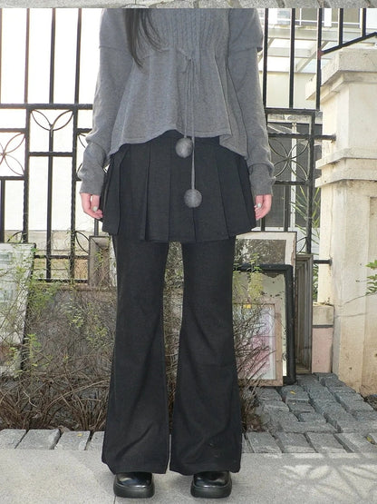 ang project Retro Layered Flared Palazzo Pants With Pleated Detail Pants