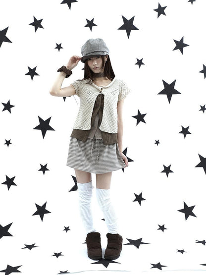 ang project Retro Plaid Drawstring Tie A Line Lined Women&