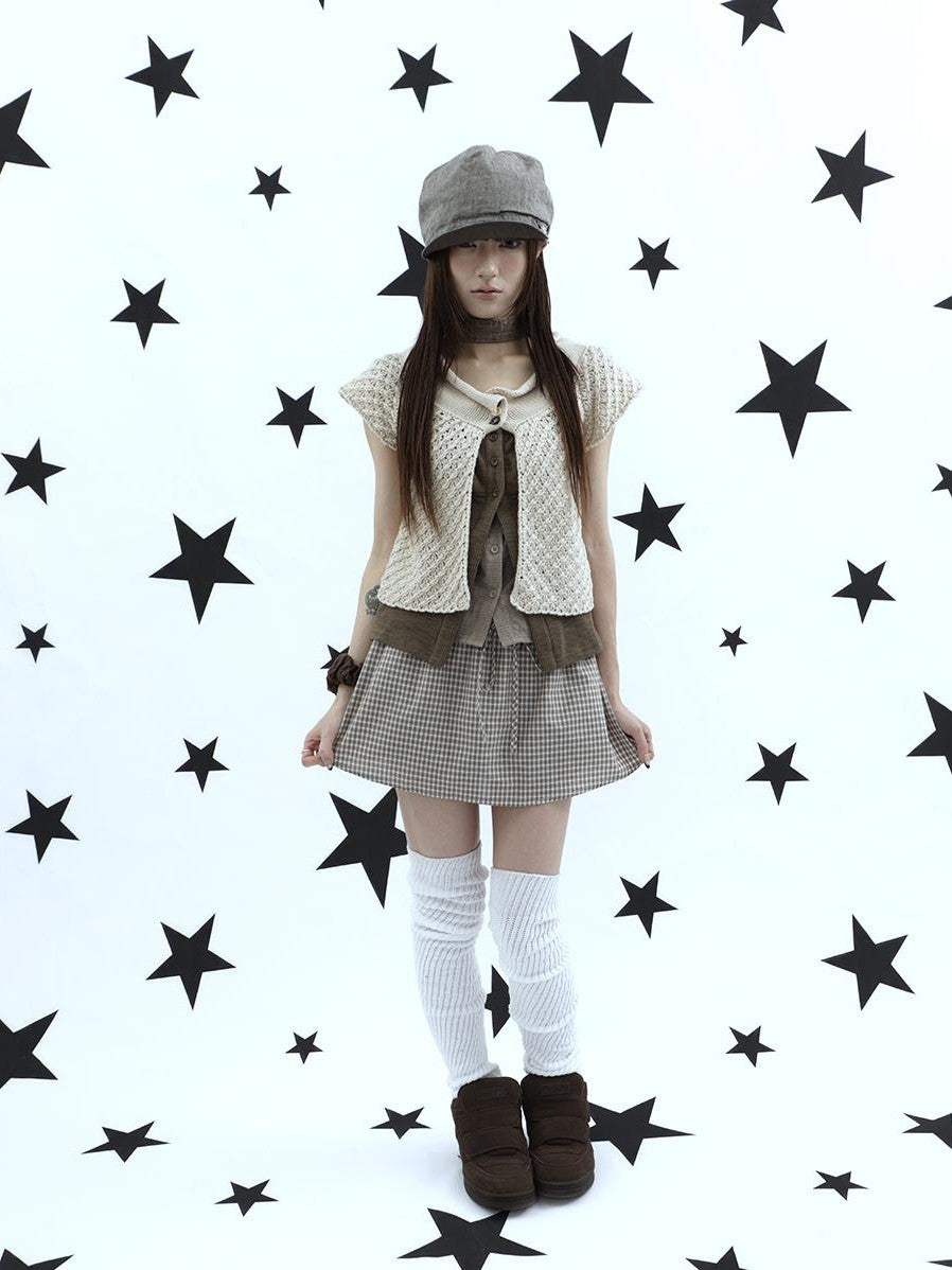 ang project Retro Plaid Drawstring Tie A Line Lined Women&