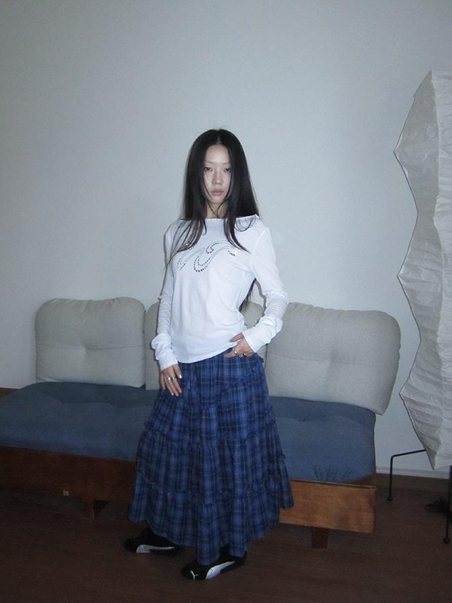 ang project Retro Plaid Paneled Stretch A Line Skirt