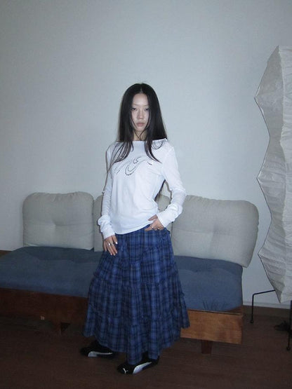 ang project Retro Plaid Paneled Stretch A Line Skirt