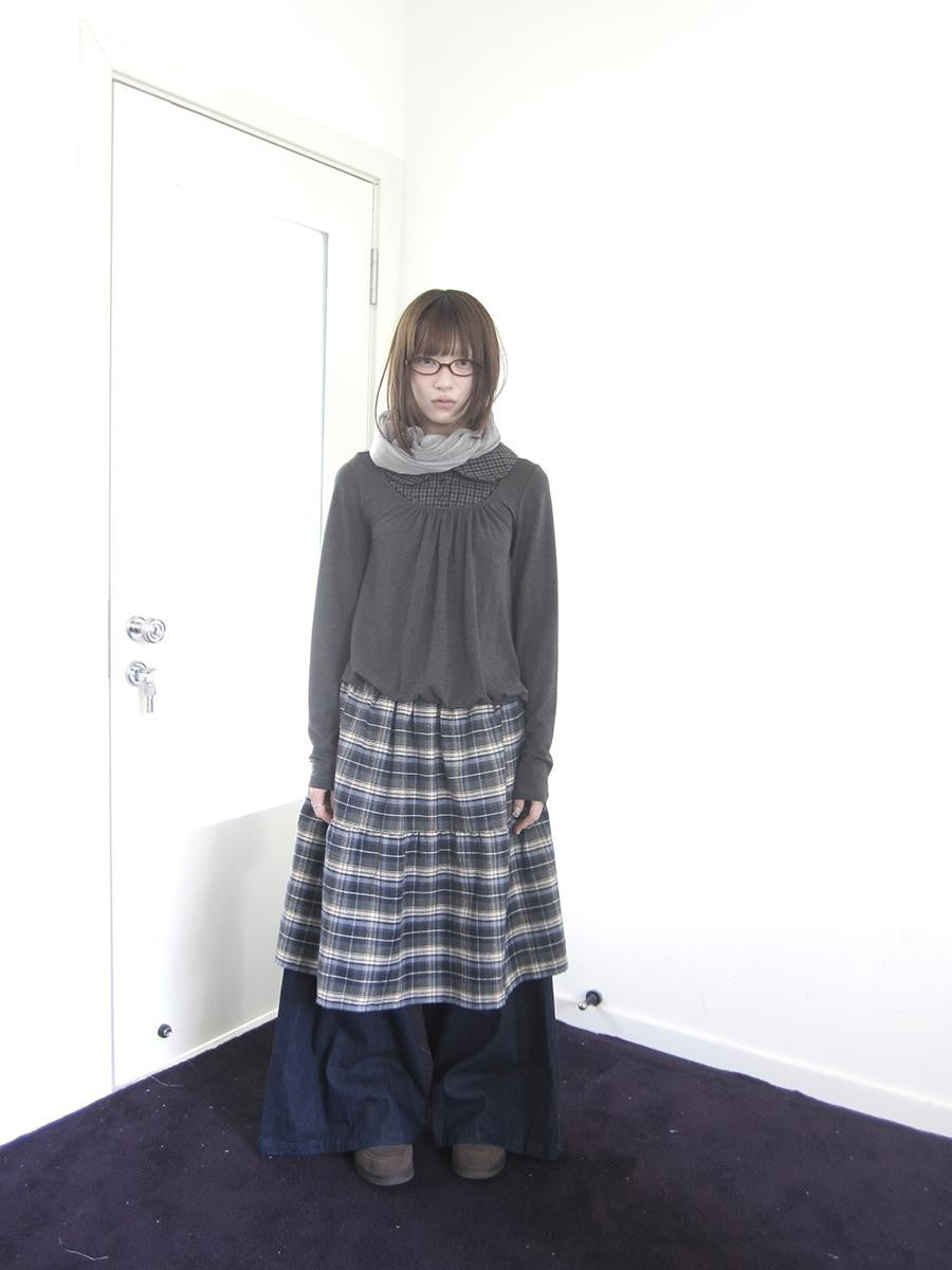 ang project Retro Plaid Patchwork Faux Layered Elastic Waist Women&