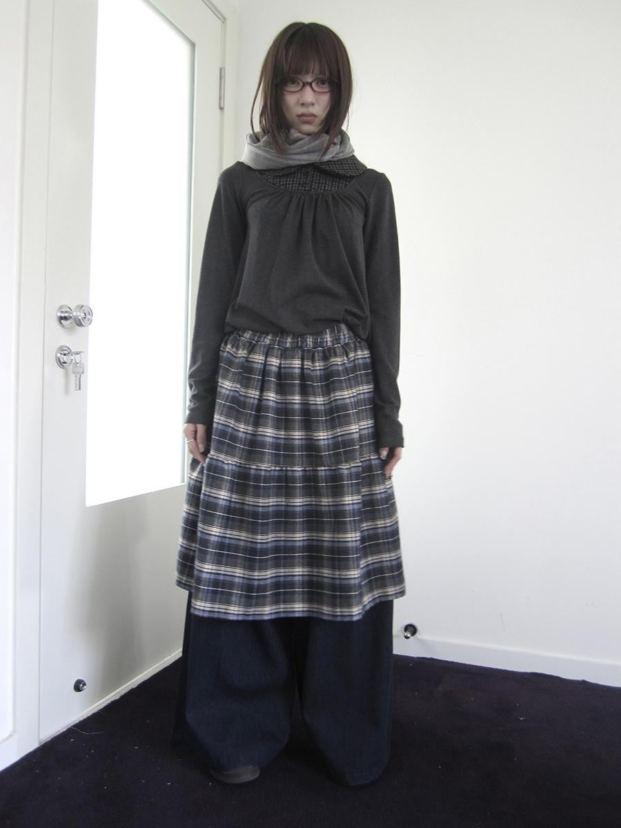 ang project Retro Plaid Patchwork Faux Layered Elastic Waist Women&