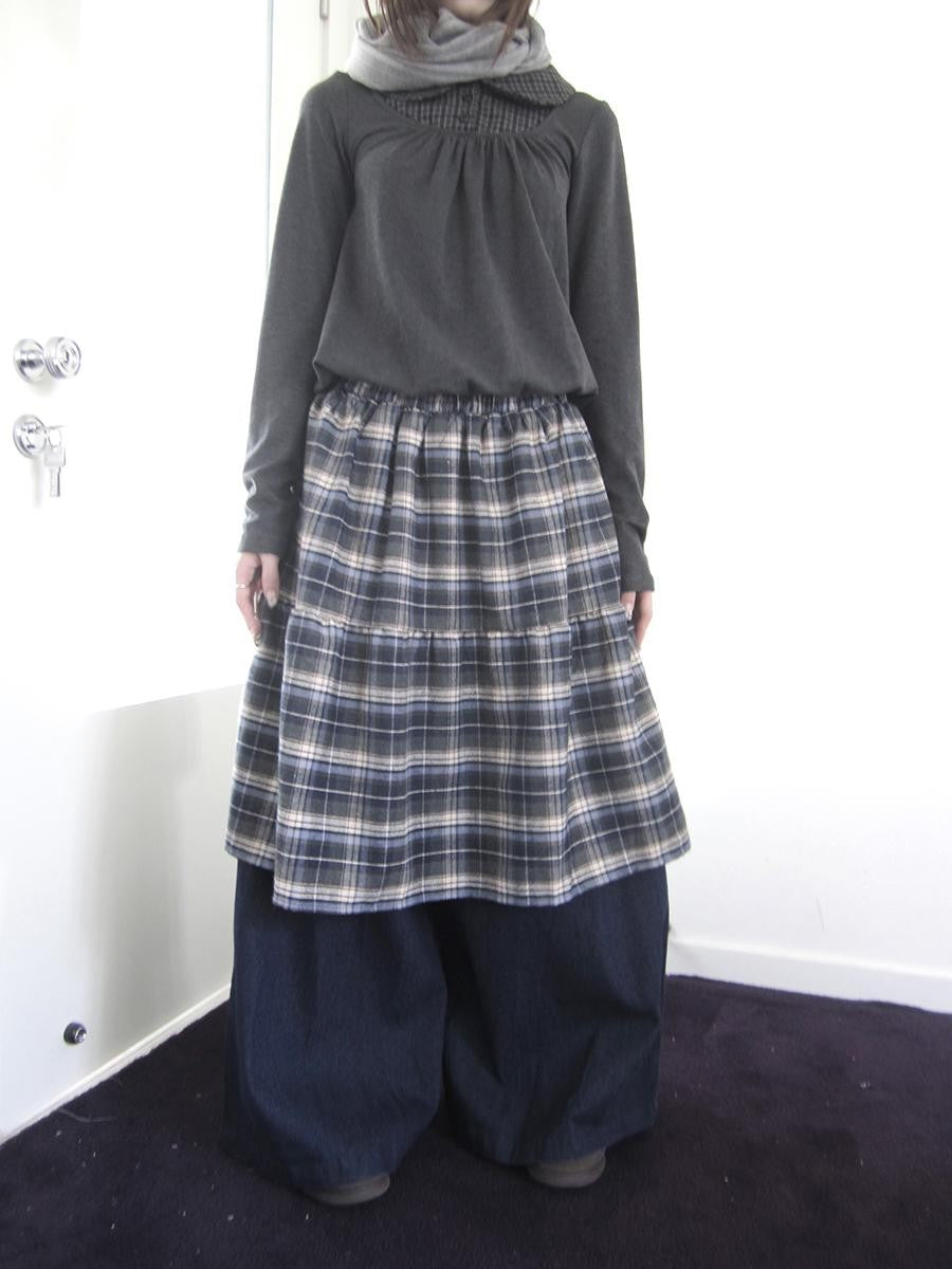 ang project Retro Plaid Patchwork Faux Layered Elastic Waist Women&
