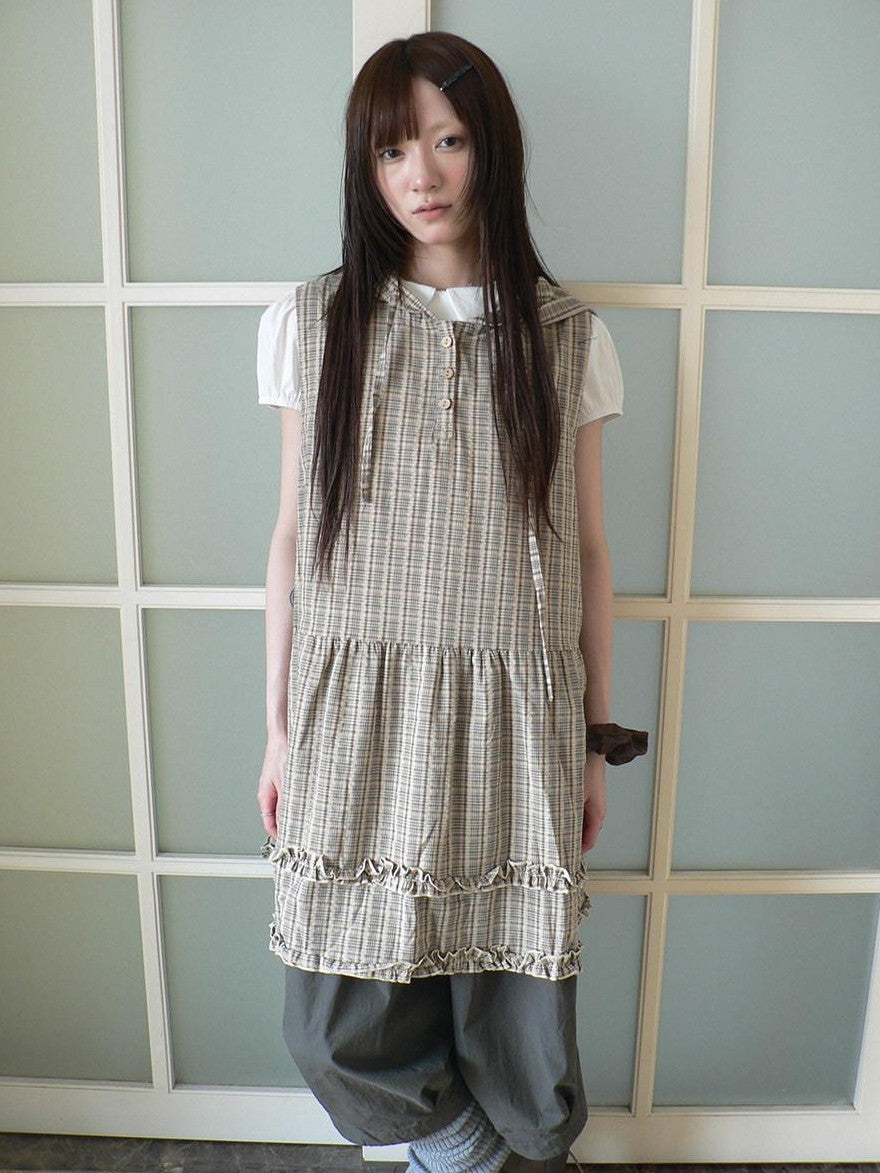ang project Retro Plaid Ruffle Spliced Hooded Women&