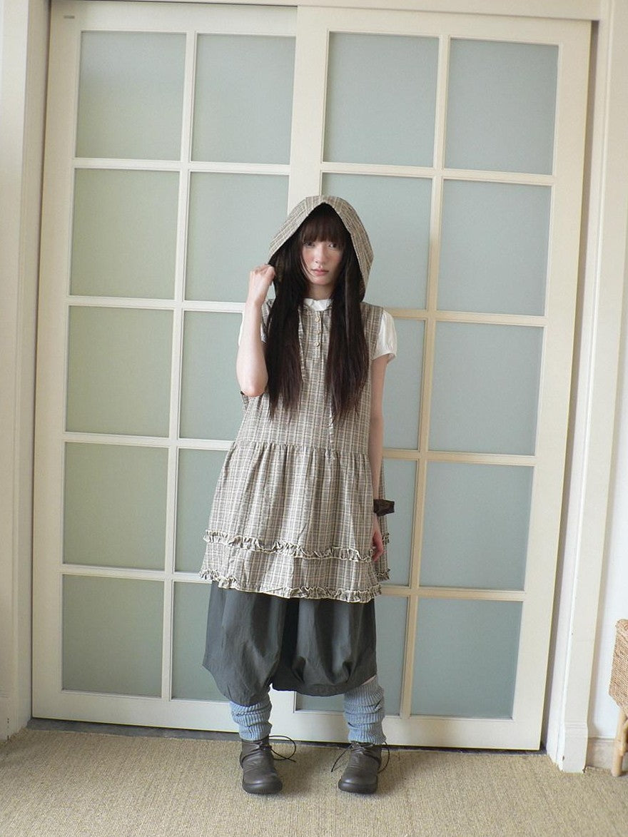 ang project Retro Plaid Ruffle Spliced Hooded Women&