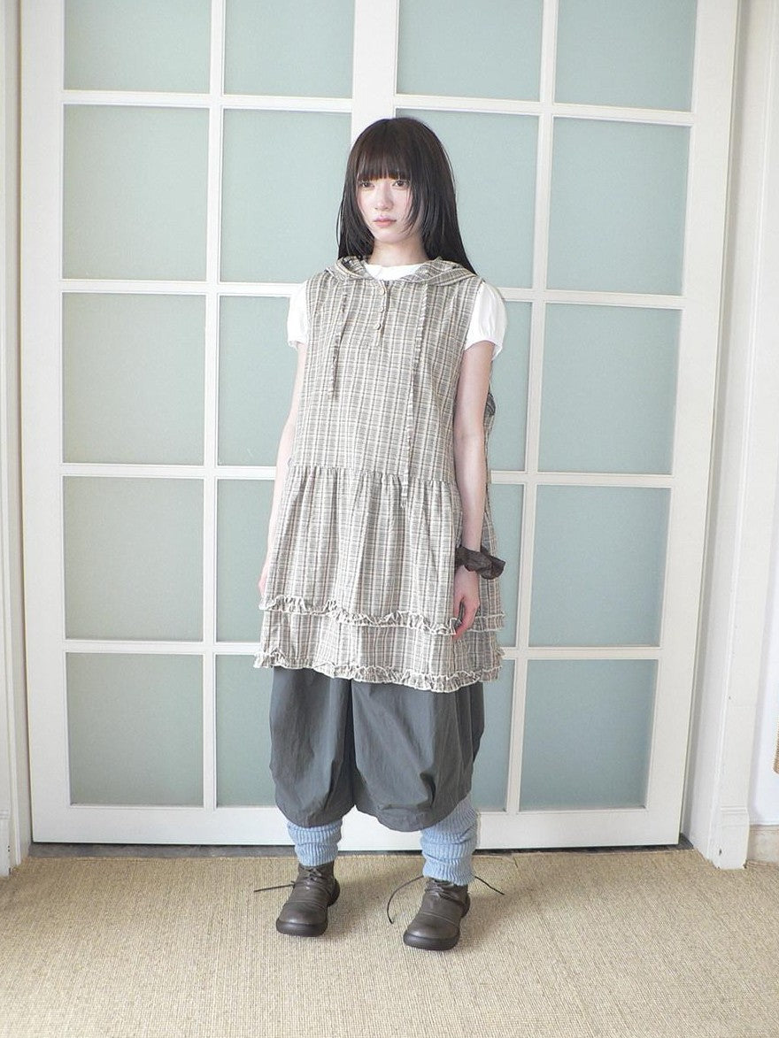 ang project Retro Plaid Ruffle Spliced Hooded Women&