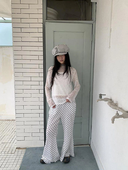 Retro Polka Dot High Waisted Flared Pants