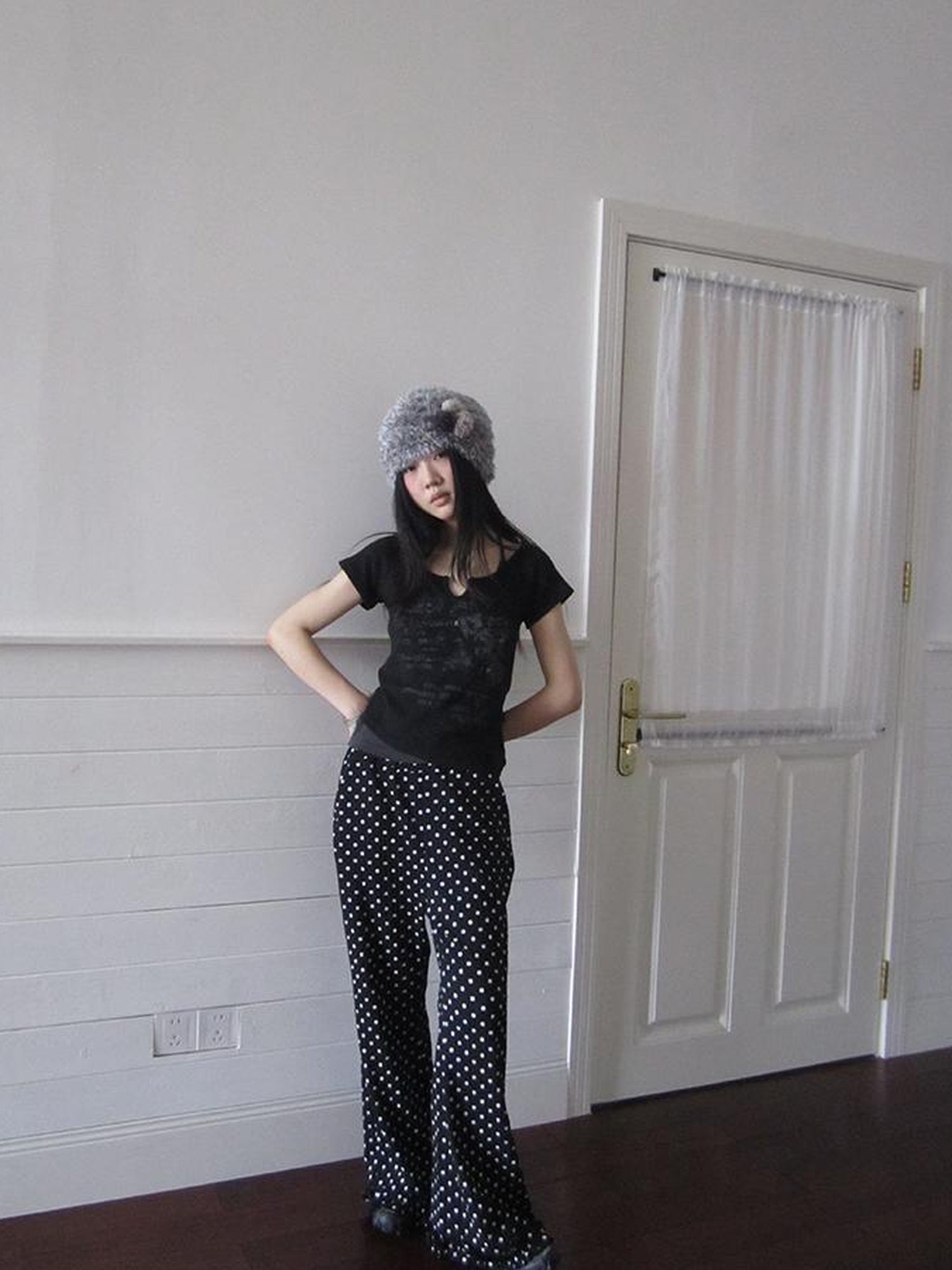 ang project Retro Polka Dot High Waisted Flared Pants