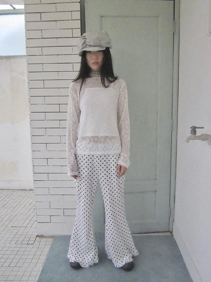 Retro Polka Dot High Waisted Flared Pants
