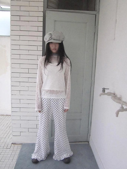 Retro Polka Dot High Waisted Flared Pants