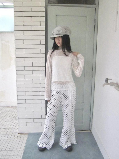 Retro Polka Dot High Waisted Flared Pants